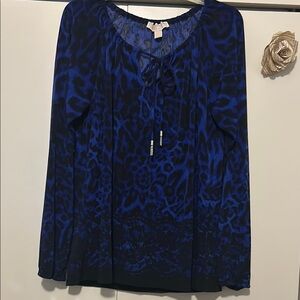 Micheal Kors Blue Leopard Print Blouse